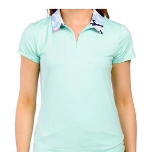 NWT Tommy Bahama Light Green Polo with Patterned Collar